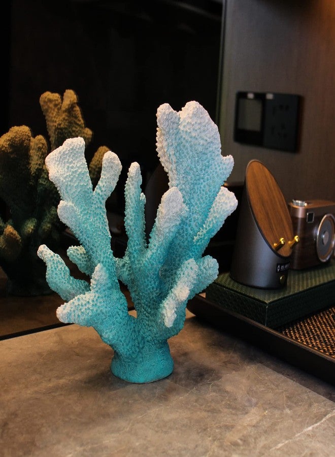 Accessoryway Turquoise Shades Artificial Beach Coral Coastal Decor Resin Coral Statue Nautical Decorations Hawaiian Beach Home Bedroom Party centerpieces for Tables-8.2" - Image 3